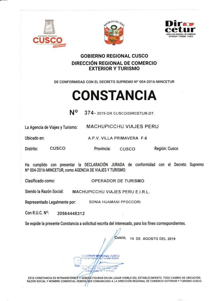 constancia dircetur