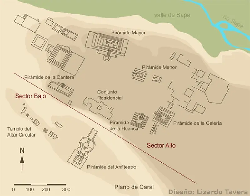 Ciudad Sagrada de Caral: precios, horarios y cómo llegar - MapaCaral 1 MapaCaral 1